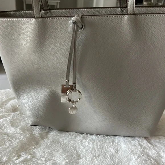 Nice Anne Klein Light Gray  Tote Shoulder Bag, Classic Career Work Office Purse - Picture 7 of 10